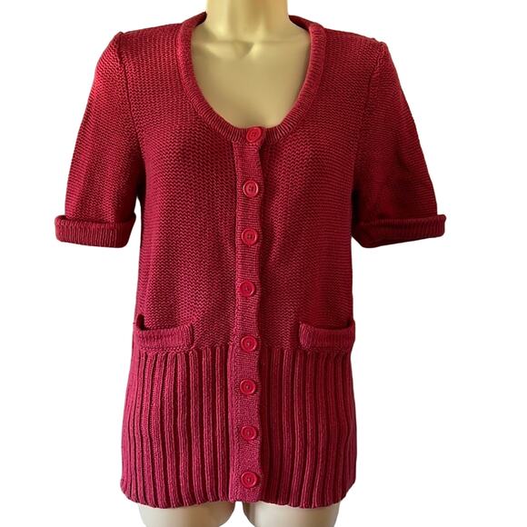 Banana Republic XS Rose Pink Short Sleeve Cardigan Sweater Tunic - Picture 1 of 8